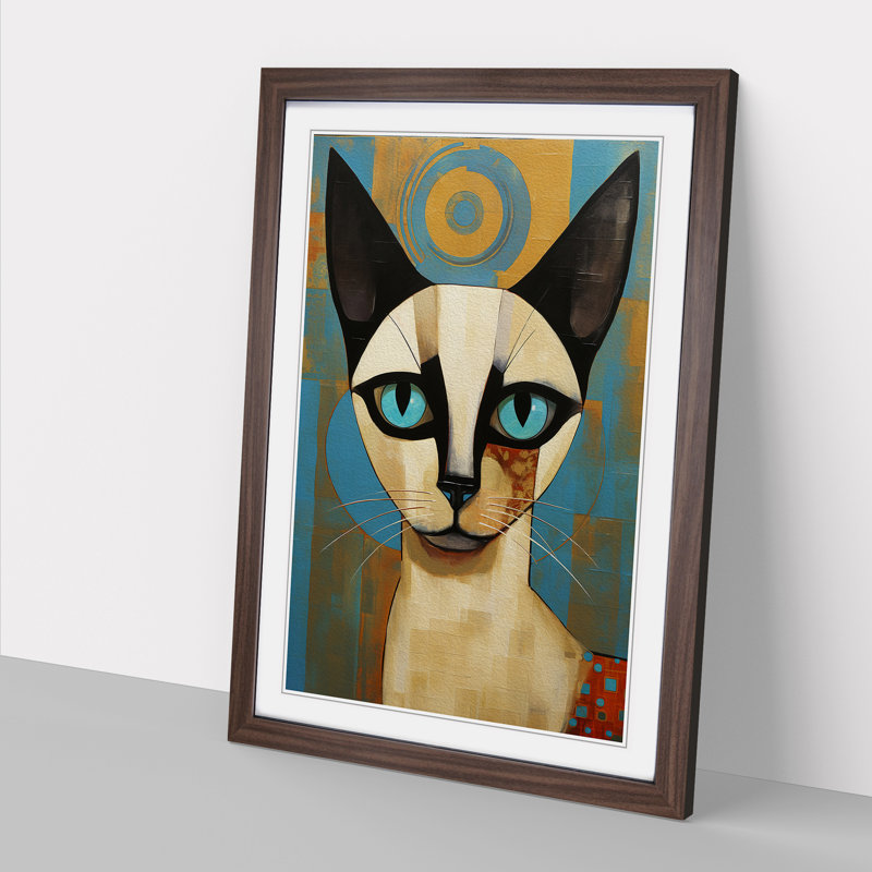 Siamese Cat Constructivism - Framed Print, Walnut Framed, 34cm H x 25cm W x 2cm D