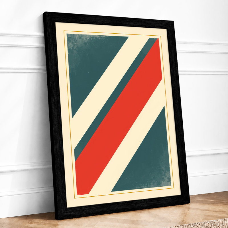 Diagonal Rhythm Geometric - Framed Print, Black, A4 - 29.7 x 21.0 cm