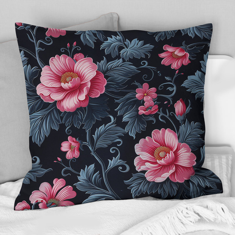 Coussins décoratifs modernes roses et verts Modern Floral Gardens IV, H 16 po x l 16 po