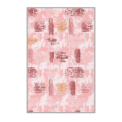 Tapis de couloir élégant 2,6 x 4,9 pi, 100% polyester, avec une hauteur de poils de 8 mm | Pois antibactérien et antidérapant en feutre de PVC | Lavable à la machine, impression numérique 3D | Parfait pour les vestibules et les espaces de vie