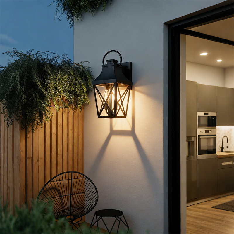 1 Pack Outdoor Wall Lights, Waterproof Exterior Wall Sconce, Porch Light with Clear Glass Shade for Garage, Patio, Front Door, Balcony