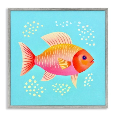Art giclée encadré de poisson orange fantaisiste par Andrea Haase