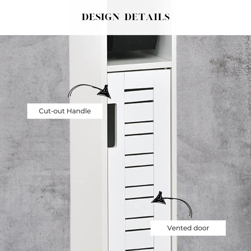 White MDF Slim Bathroom Toilet Paper Holder Cabinet