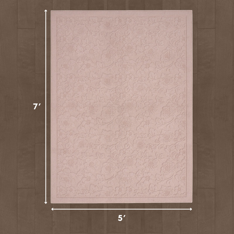 Laura Ashley Rosemoor Hi-Low Tufted Rugs, Rectangle 5' x 7', Pink