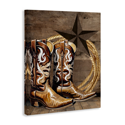 Cowboy Boots Lone Star Canvas Wall Art, design by Kim Allen