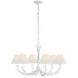 Provenz 32" 6 Light Chandelier In Plaster White With Linen Shades