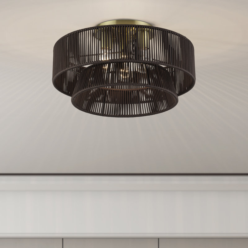Grande semi-encastrée 3 lumières Colas, Antique Brass, 10" H x 18" W x 18" D, Brown