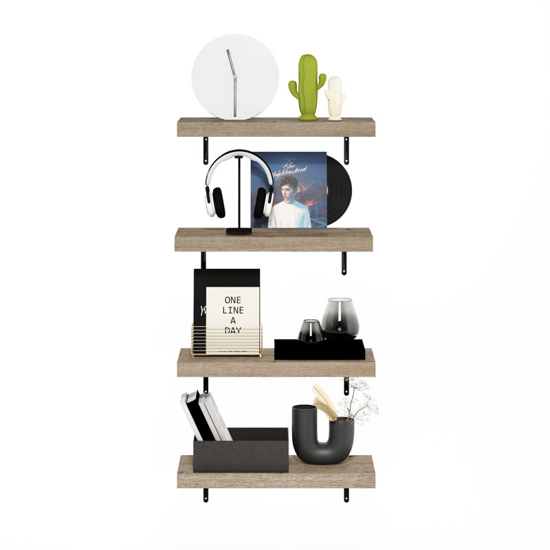 Ensemble de 4 tablettes flottantes murales, naturelles, H 1,65 po x l 22,44 po x P 9,37 po