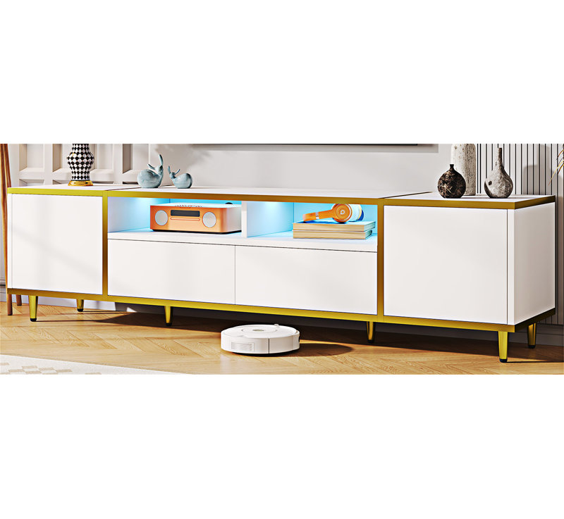 TV Stand Entertainment Center With Storage, White