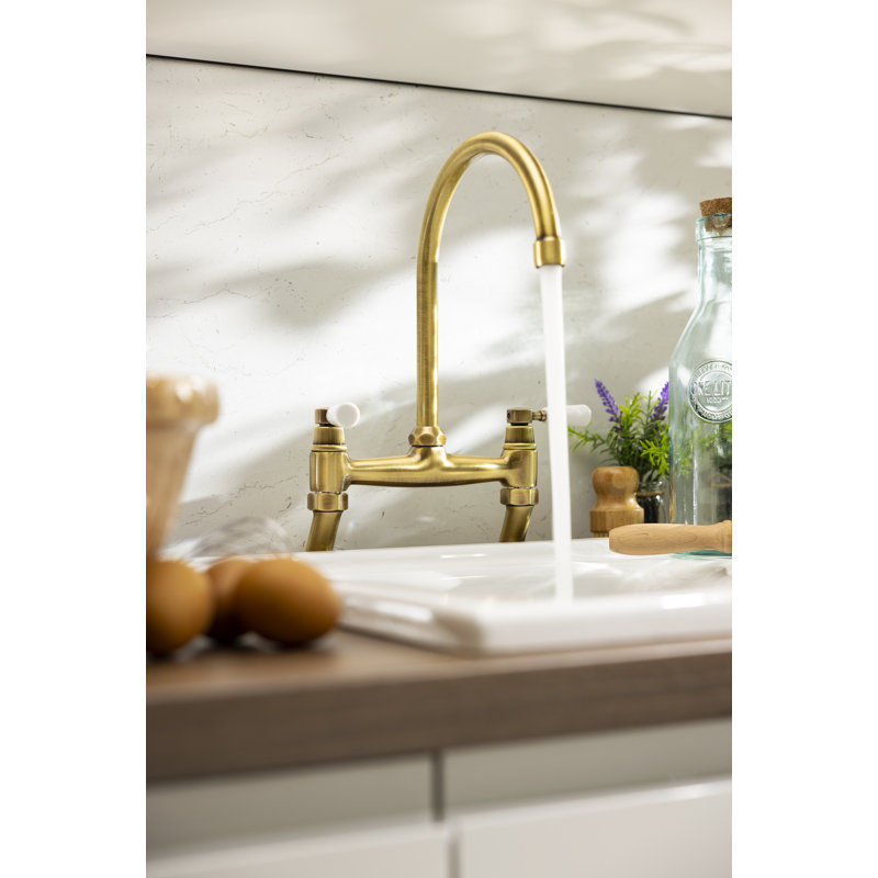 Abode Traditional Bridge Deck Mounted Mixertap, Brushed Gold