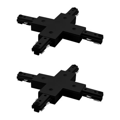 Connecteur d'éclairage en X Luxrite H, connecteur à 4 voies de type H, compatible avec un composant de source d'alimentation à 3 fils 120 V, paquet de 2 noir