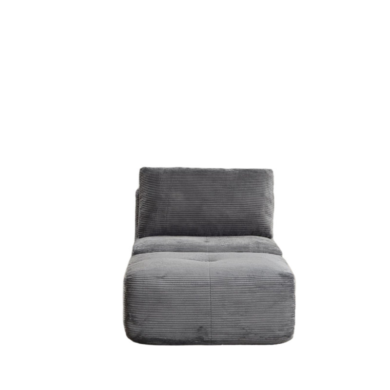 Canapé modulaire en mousse à mémoire de forme moderne, méridienne simple pour le salon, canapé modulaire Cloud pour animaux de compagnie, tissu en velours côtelé, repose-pieds mobile, aucun assemblage requis, gris