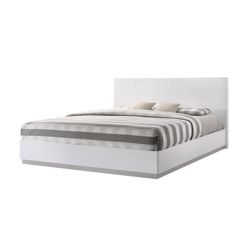 Mchenry Platform Bed, King, White Glossy Lacquer