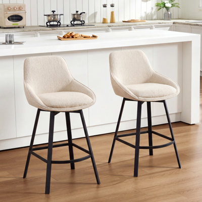 Tabouret de comptoir pivotant de 25,6 po avec structure en métal Absalom