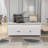 Storage Bench With 3 Shutter-Shaped Doors, Shoe Bench With Removable Cushion And Hidden Storage Space (White)-52919930