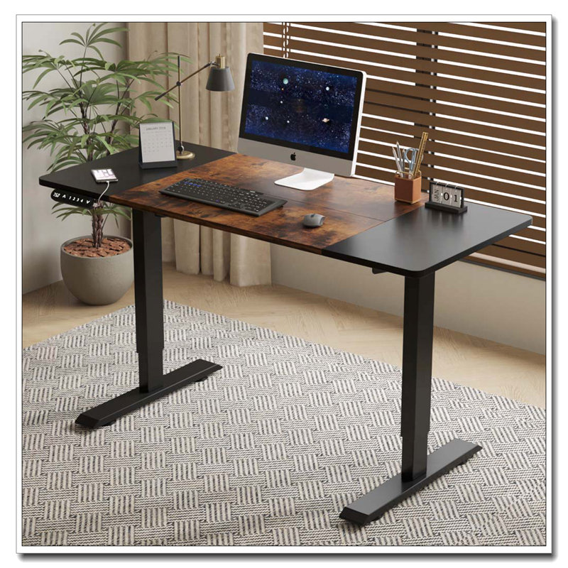 Bureau électrique à hauteur réglable, Noir / brun, H 24 po x l 47,2 po x P 24 po