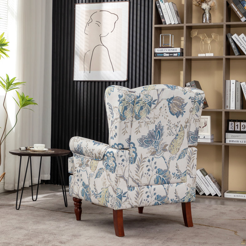 Chaise d'appoint avec pieds en bois rétro, fauteuil rembourré confortable