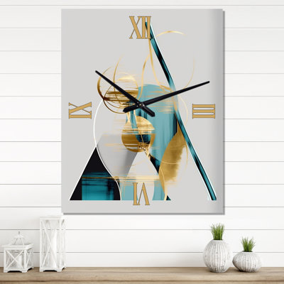 Pleine lune or et turquoise Minimalisme II - Horloge murale moderne abstraite