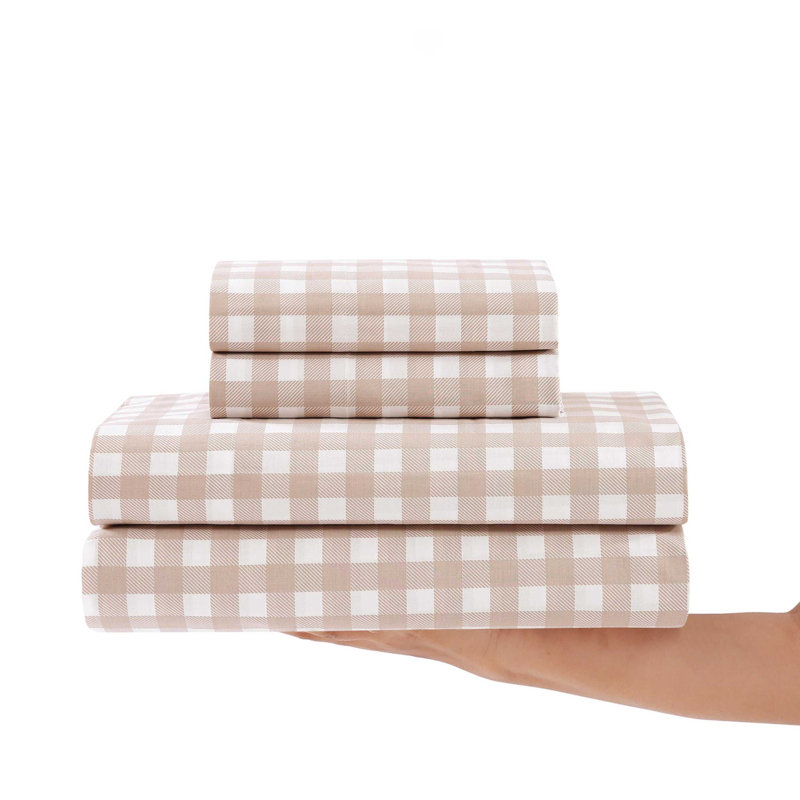 Stone Cottage Mae Stone Cottage Floral Cotton Percale Printed Sheet Set, Queen Sheet Set with 2 Pillowcases, Beige