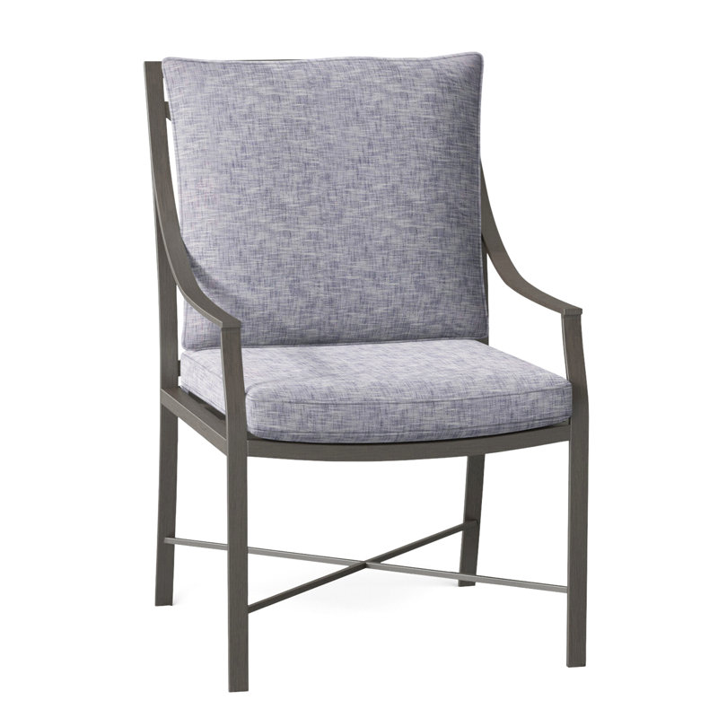 Monaco Patio Dining Armchair with Cushions, Slate Gray, Rollo Chambray InsideOut® Linen, Welt