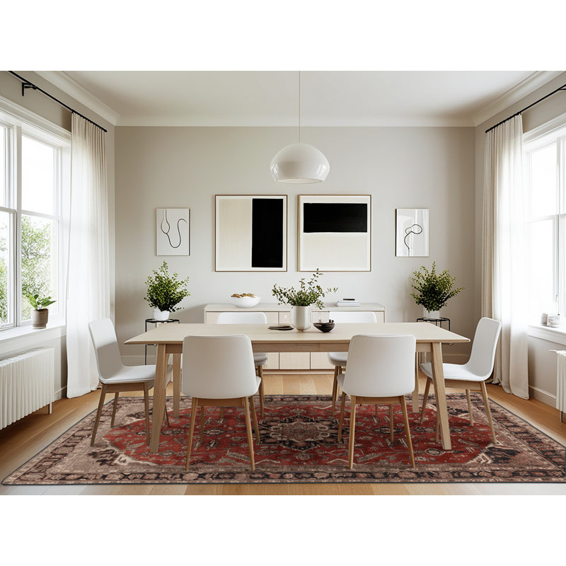 Machine Washable Persian Brown Area Rug, Rectangle 7' x 10'