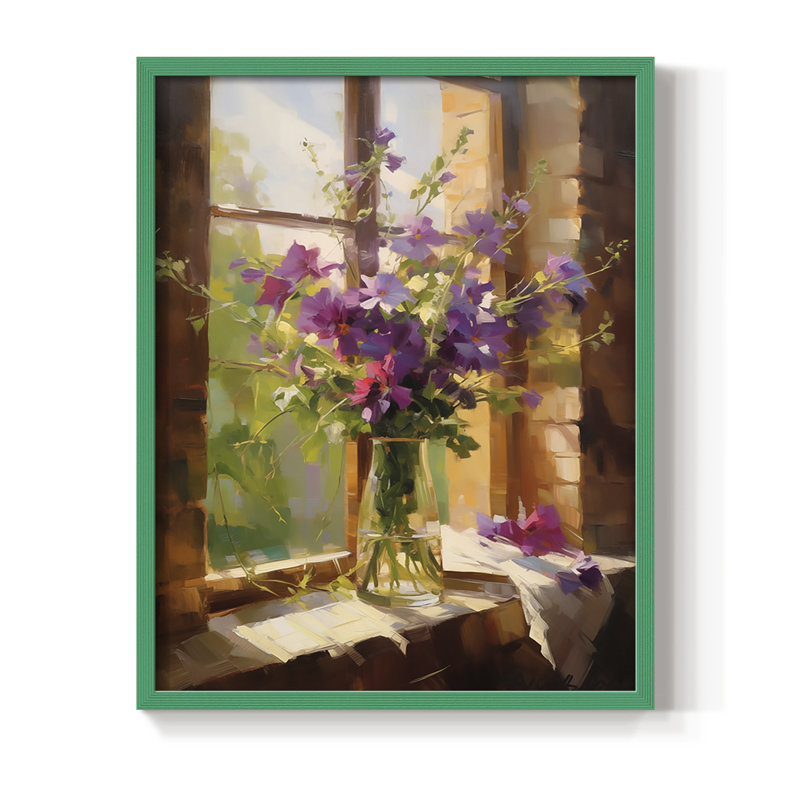 Reproduction encadrée FLORAL Series DCCXC - bois massif, H 30 po x l 24 po, Vert