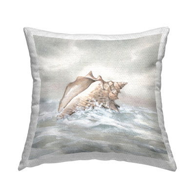 Washed Ashore Conch Sell Outdoor Printed Pillow by Carol Robinson
