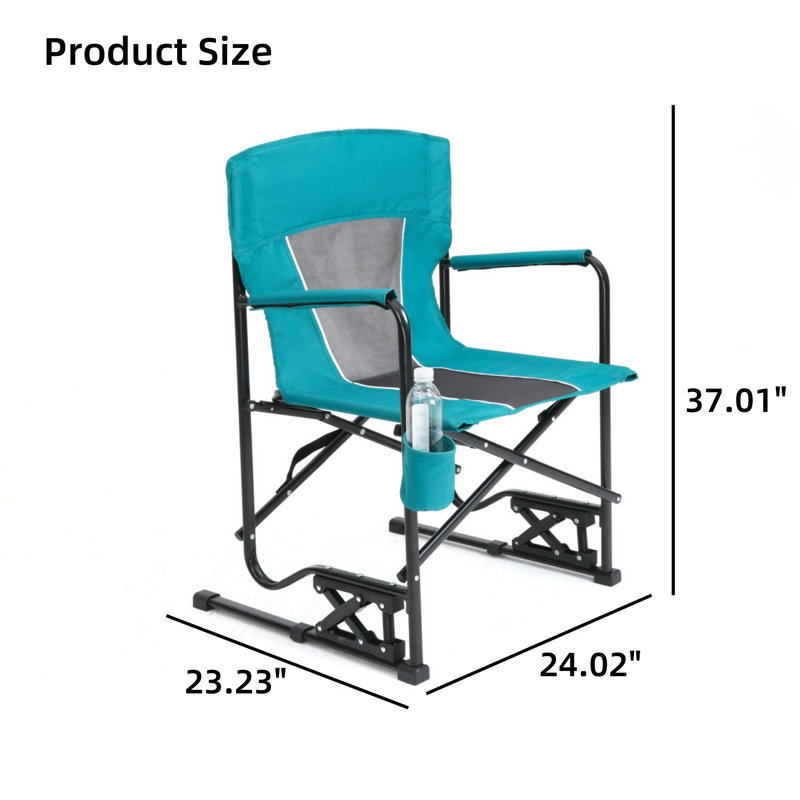 Chaise berçante pliante portative pour l'extérieur, Bleu
