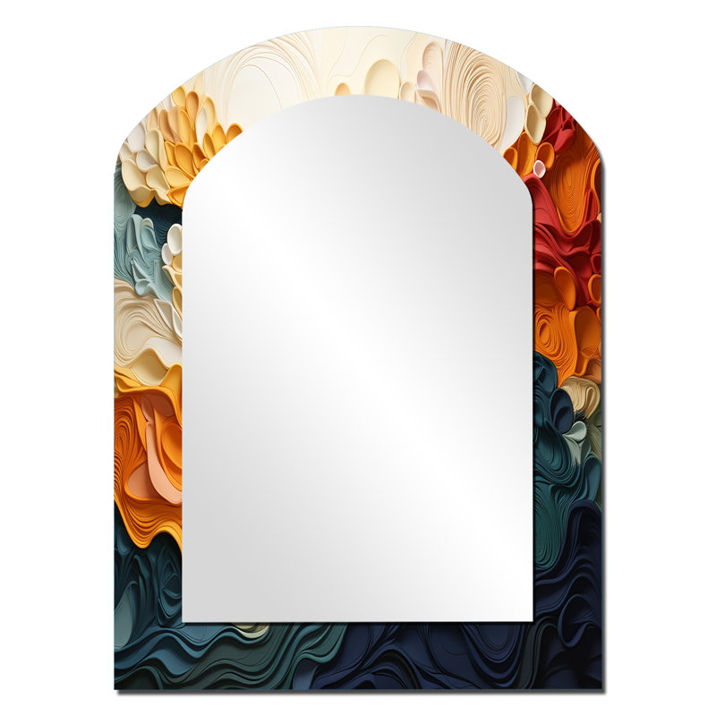 Biomorphism Organic Forms VI - Biomorphism Arch Mirror, miroir mural asymétrique moderne, impression sur métal, 34 po x 25 po