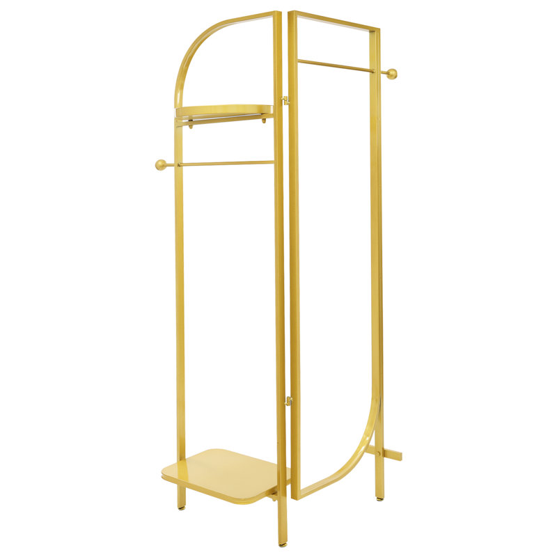 Foldable Freestanding Clothes Display Garment Rack For Clothes, Skirts, Scarves, Gold
