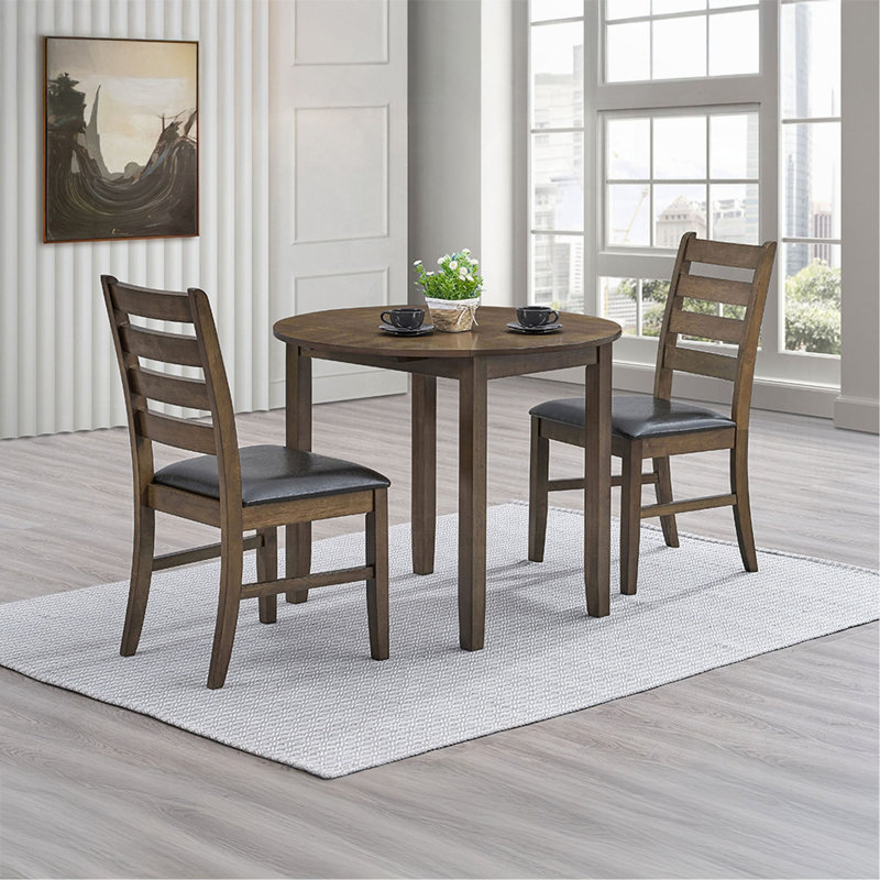 Table de salle à manger et chaises d'appoint rembourrées en cuir synthétique brun