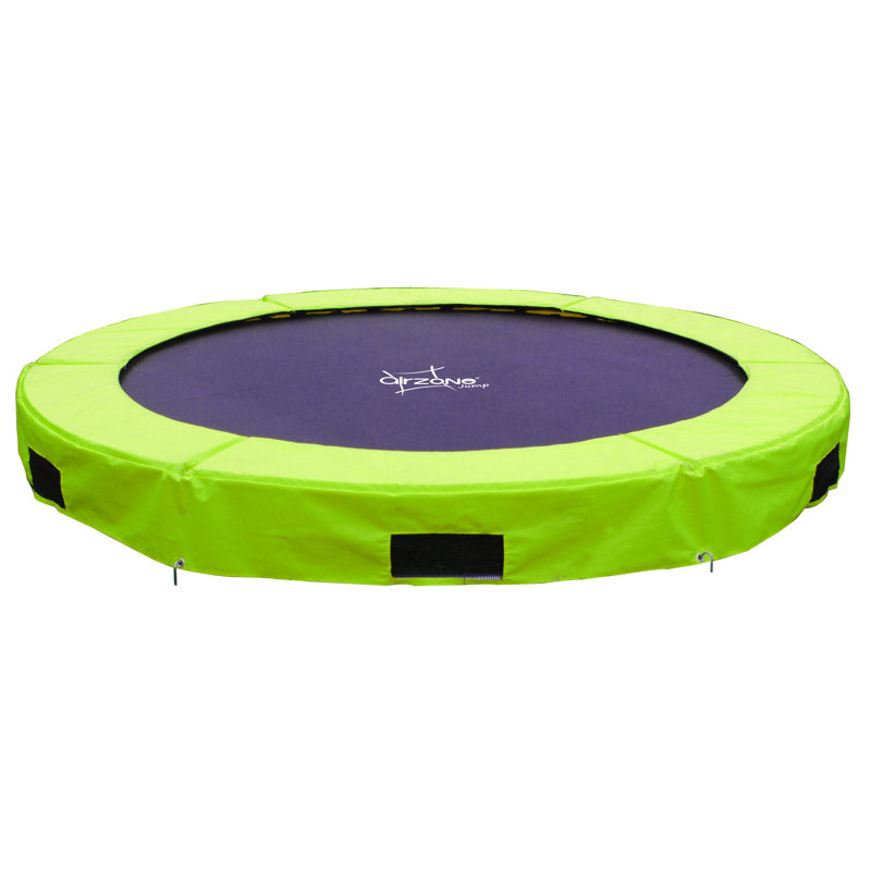 8' Green Round In-Ground Springless Trampoline with Enclosure