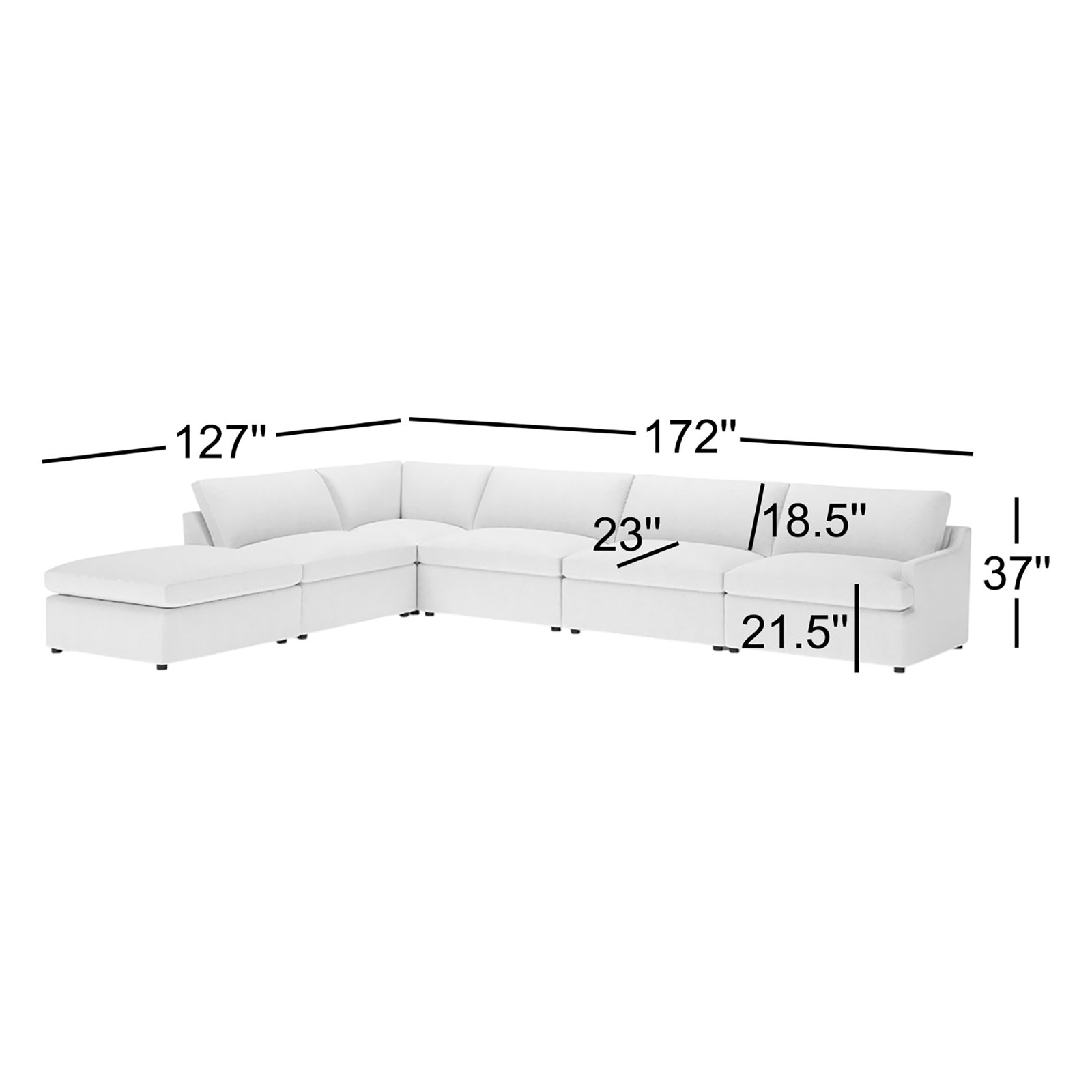 Essex 6-Piece Upholstered Modular Sectional, Left Hand Facing, John Sepia Performance Linen Blend