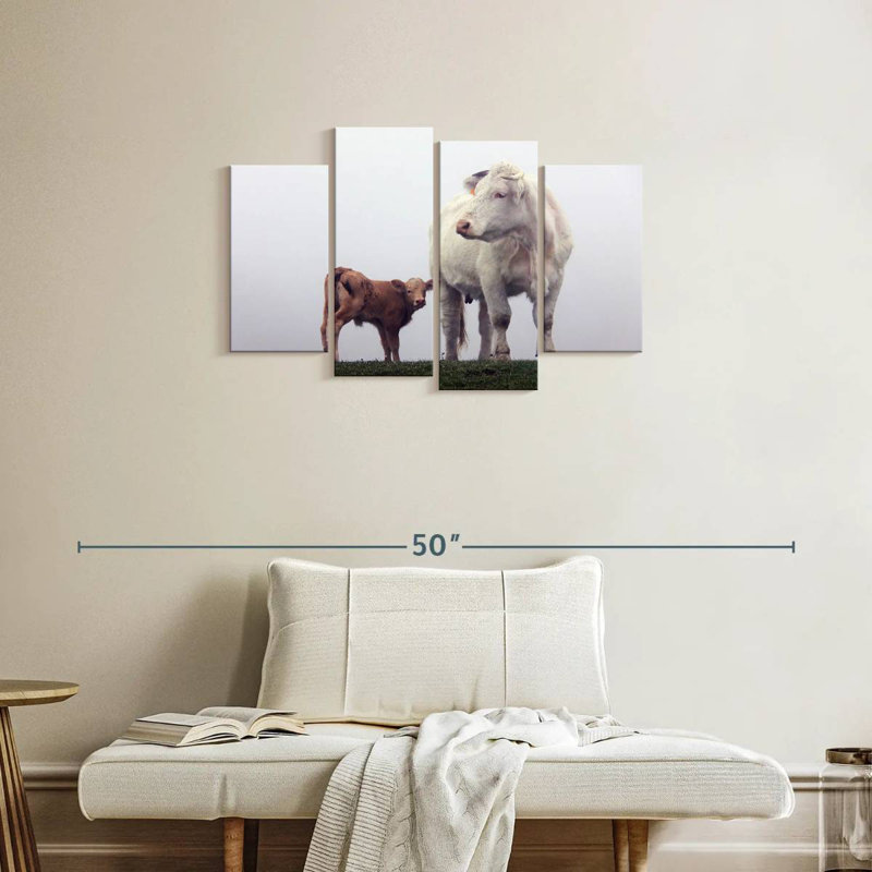 Brampt, mère et bébé vache, H 22 po x l 36 po
