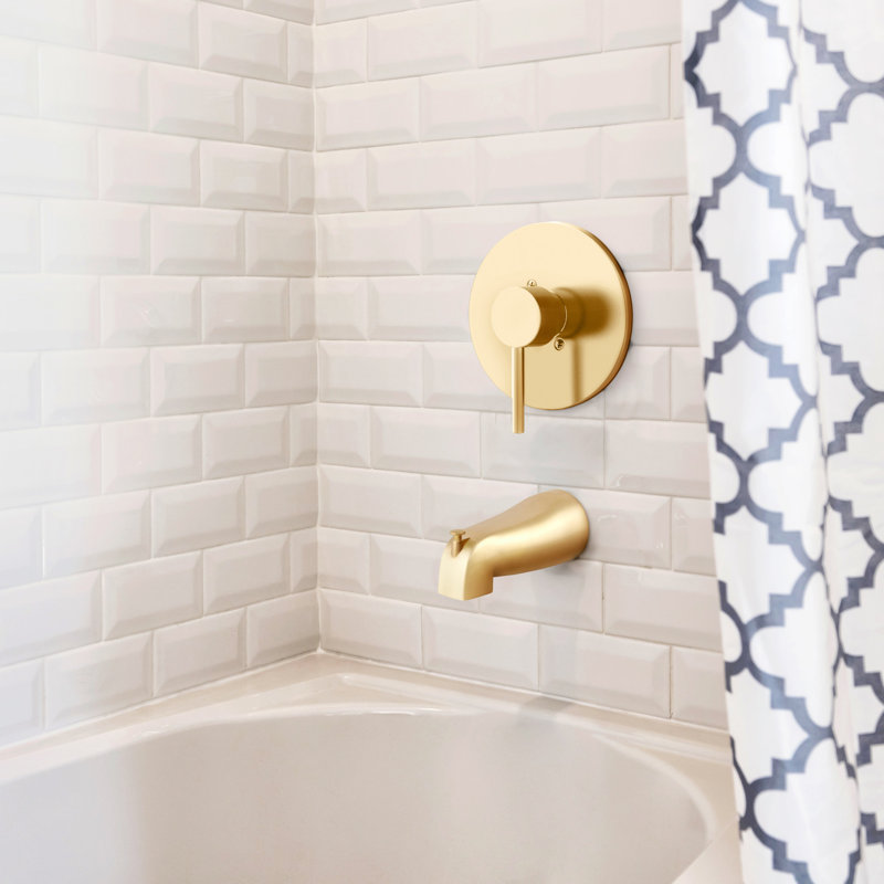 Wall Mounted Tub Spout with Diverter, Gold