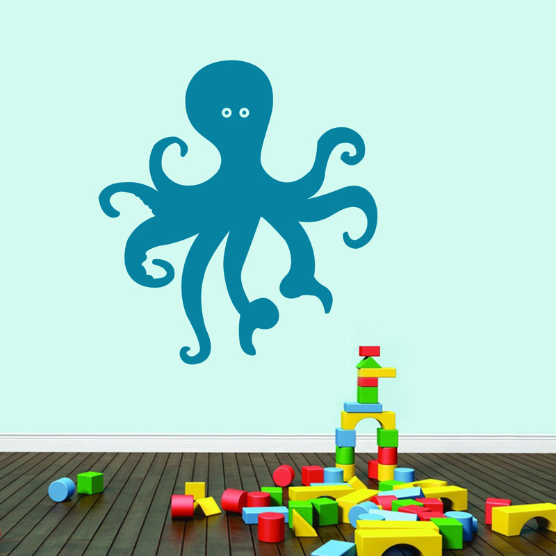 Décalcomanie murale octopus, Bleu sarcelle