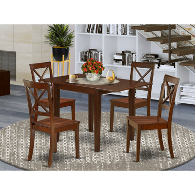 L'ensemble de mobilier de salle à manger 5 pièces comprend une table de salle à manger rectangulaire avec Dropleaf et 4 chaises en bois d'acajou