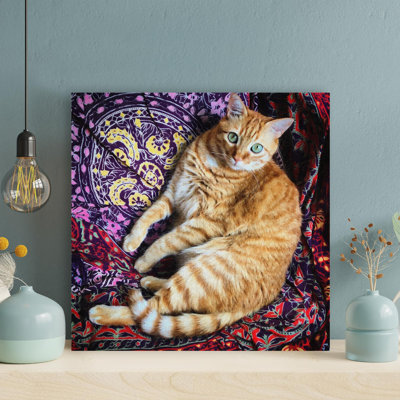 «Orange Tabby Cat», reproduction d'art graphique carré sur toile tendue