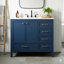 Meuble-lavabo simple sur pied 36 po avec lavabo en céramique, armoire à porte à fermeture douce et 4 tiroirs-680902980