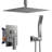 12 In Rainfall Shower System - Ceiling Mount, Rain Shower Heads With Handheld Spray, Thermostatic Shower Faucet Set Complete Shower Trim Kit With Rough-in Valve-103249214