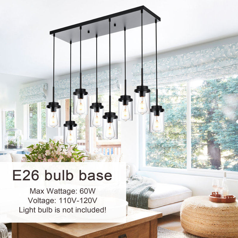 Ashlan 8 - Light Matte Black Kitchen Island Pendant