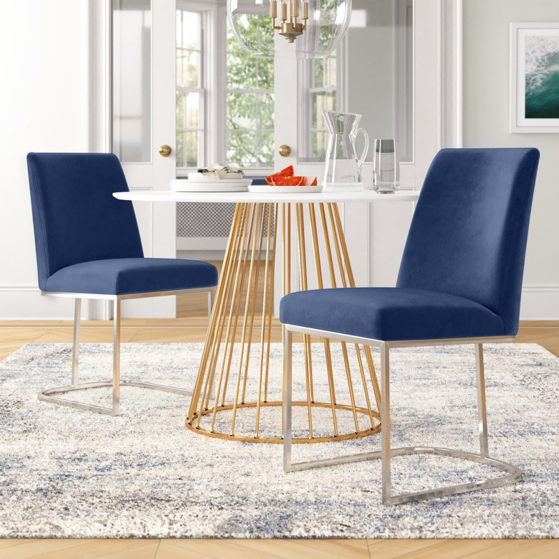 Chaise d'appoint rembourrée en velours Harriss, Bleu