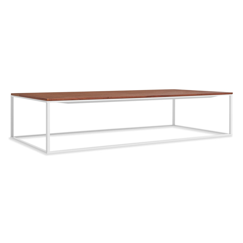 Minimalista Solid Wood Coffee Table, White, 13" H x 60" W x 29" D