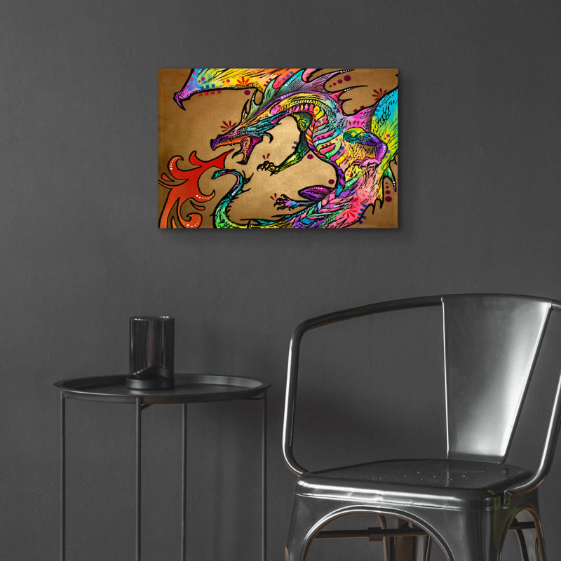 « Golden Dragon » de Dean Russo, œuvre d'art murale en verre acrylique, H 16 po x l 24 po x P 0,2 po
