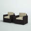 Arbedella Wicker 2 - Person Patio Conversation Set with Cushions-376609343