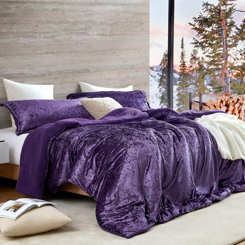 Velvet Crush Coma Inducer Oversized Comforter Set, Black, Twin Extra Long Comforter + 1 Standard Sham
