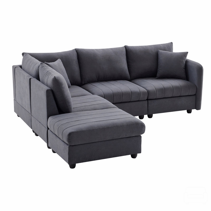Emmilee Sectional, Dark Gray Fabric