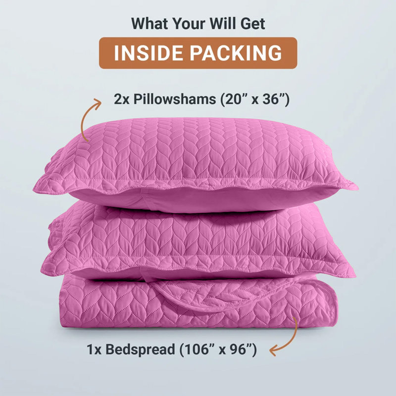 Ensemble très grand de qualité supérieure en microfibre gaufrée avec taies décoratives assorties, Mauve