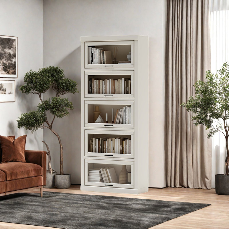 Une bibliothèque simple et stable, Blanc, (5 tablettes) H 75,9 po x l 31,4 po x P 12,4 po