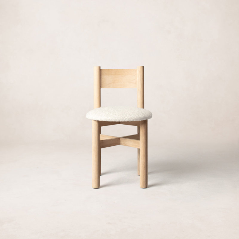 Teddy Dining Chair, Fabric White, Natural